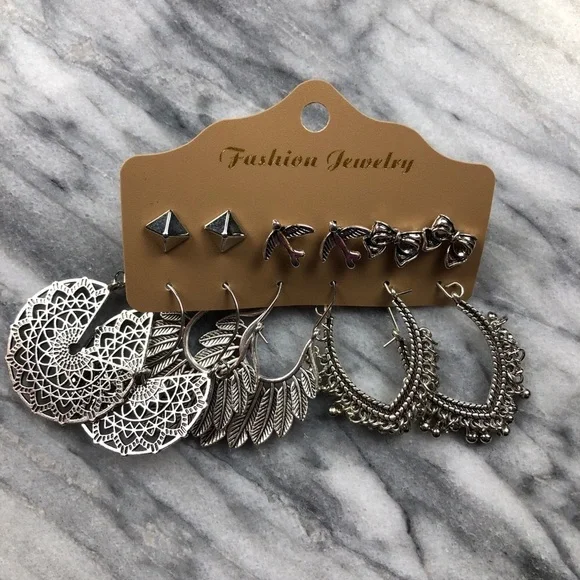 Boho Earrings Drop Dangle Vintage Bohemian Silver - Picture 2 of 9